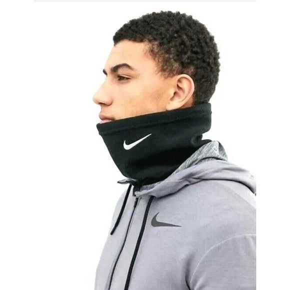 NIKE Fleece NECK WARMER Unisex Men's Scarf Gaiter Black One Size NEW - Picture 2 of 5